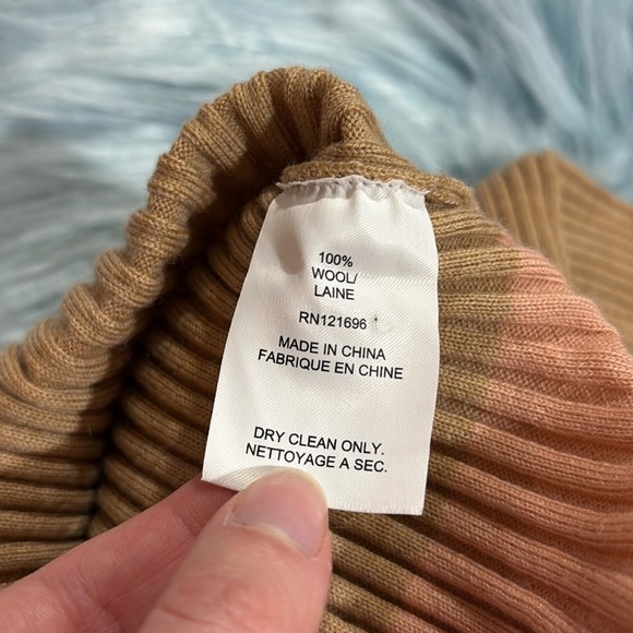 Demylee New York Wool Ribbed Camel Colorblock Tunic Sweater - Picture 3 of 9